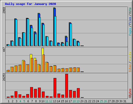 Daily usage for January 2020